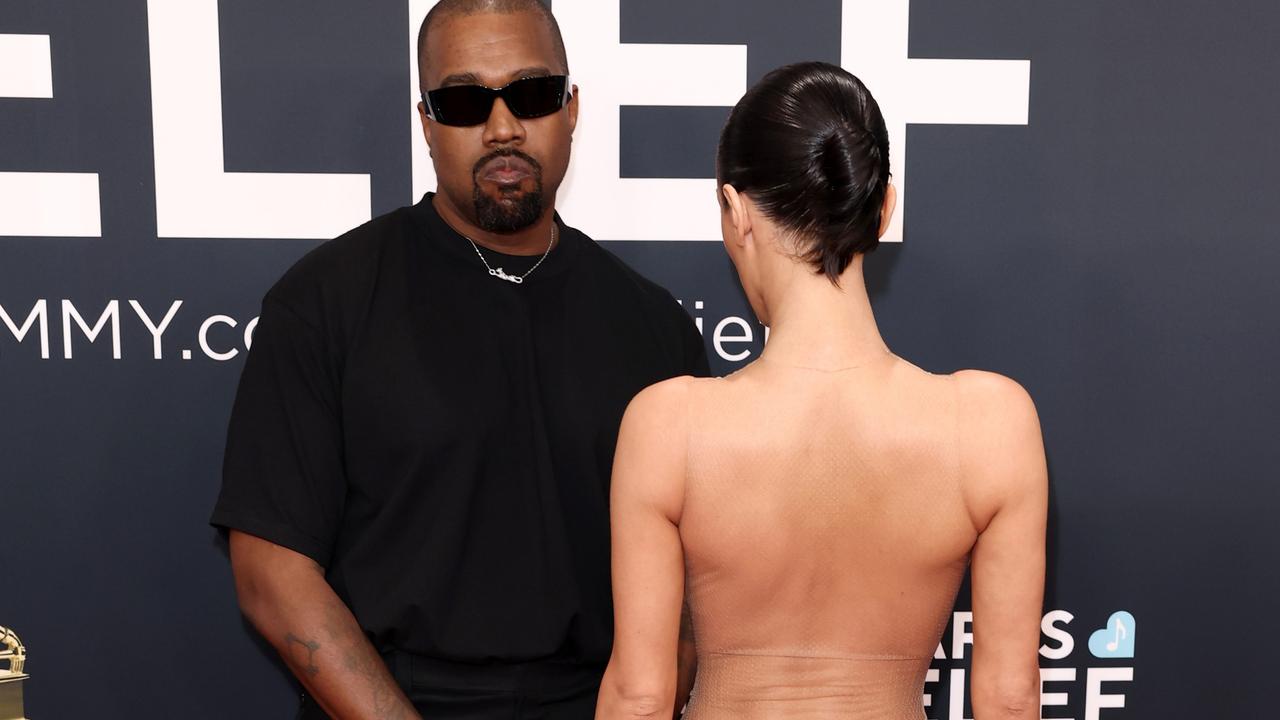 Kanye West and Bianca Censori sparked controversy at the 67th Annual Grammy Awards. Picture: Getty.