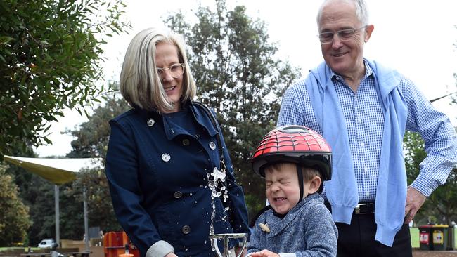 Malcolm and Lucy Turnbull with grandson Jack enjoy a Mother’s Day outing in Sydney yesterday.