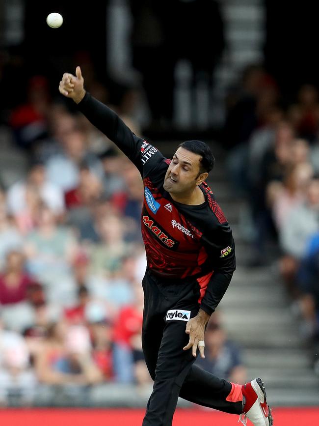 MELBOURNE, AUSTRALIA - JANUARY 21: Mohammad Nabi in action during the Big Bash League match between the Melbourne Renegades and the Hobart Hurricanes at Marvel Stadium on January 21, 2020 in Melbourne, Australia. (Photo by Jonathan DiMaggio/Getty Images)