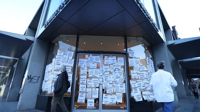 Country Road’s Chapel street store in Melbourne was hit with protest posters in May. Picture: David Caird