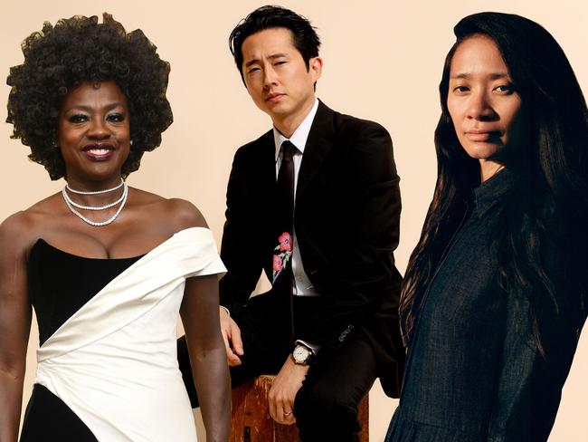 Viola Davis, Steven Yeun and Chloe Zhao lead the charge for diversity at the 2021 Oscars. Picture: AFP, Getty Images, Pat Martin/Searchlight