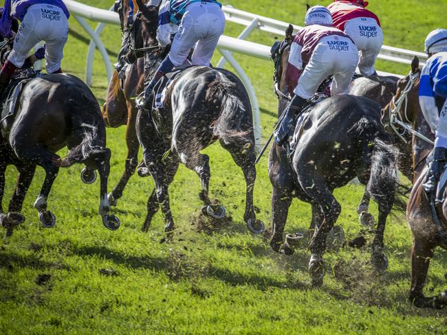 Excessive kickback occurs at Eagle Farm on Kingsford Smith Cup Day. Picture: AAP