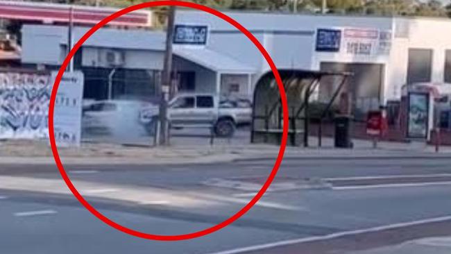 Shocking moment hatchback rams ute