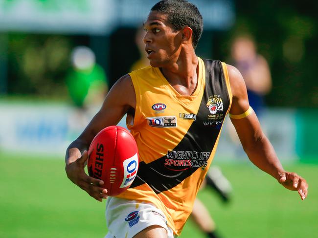 Tigers   as Liam Holt-Fitz Nightcliff V Wanderers at TIO Stadium. Picture GLENN CAMPBELL