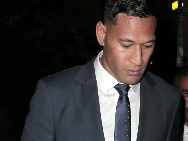 4 MAY 2019 SYDNEY AUSTRALIA  WWW.MATRIXPICTURES.COM.AU  NON EXCLUSIVE PICTURES  Israel Folau seen out with his wife at Zahli restaurant after long day at his hearing.  Note: All editorial images subject to the following: For editorial use only. Additional clearance required for commercial, wireless, internet or promotional use.Images may not be altered or modified. Matrix Media Group makes no representations or warranties regarding names, trademarks or logos appearing in the images.