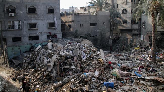 The aftermath of an Israeli airstrike on Gaza City on Sunday. Picture: Getty Images