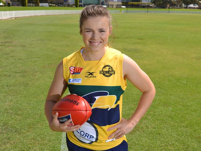 Former GWS player Stephanie Walker has signed with Woodville-West Torrens for the 2019 SANFLW season, Friday, January 4, 2019. (AAP Image/ Brenton Edwards)