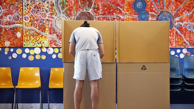 Voters at Bondi Beach in NSW pictured casting votes. Picture: Sam Ruttyn