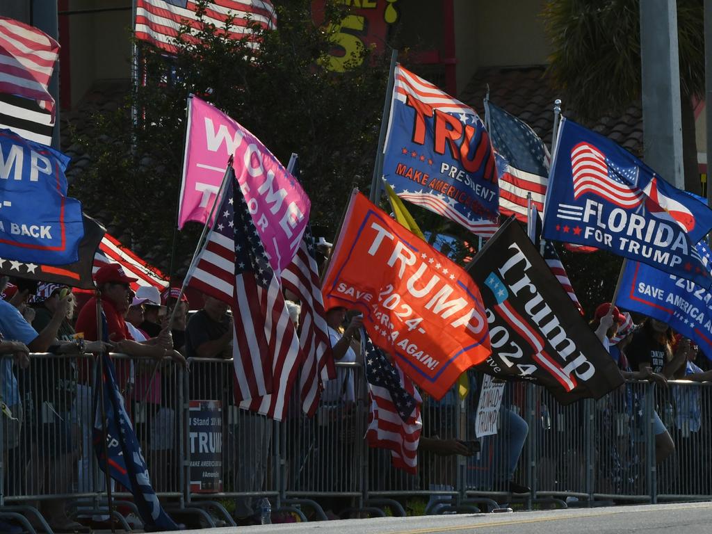 Trump supporters lined the streets near the former US President’s Florida estate. Picture: Getty Images