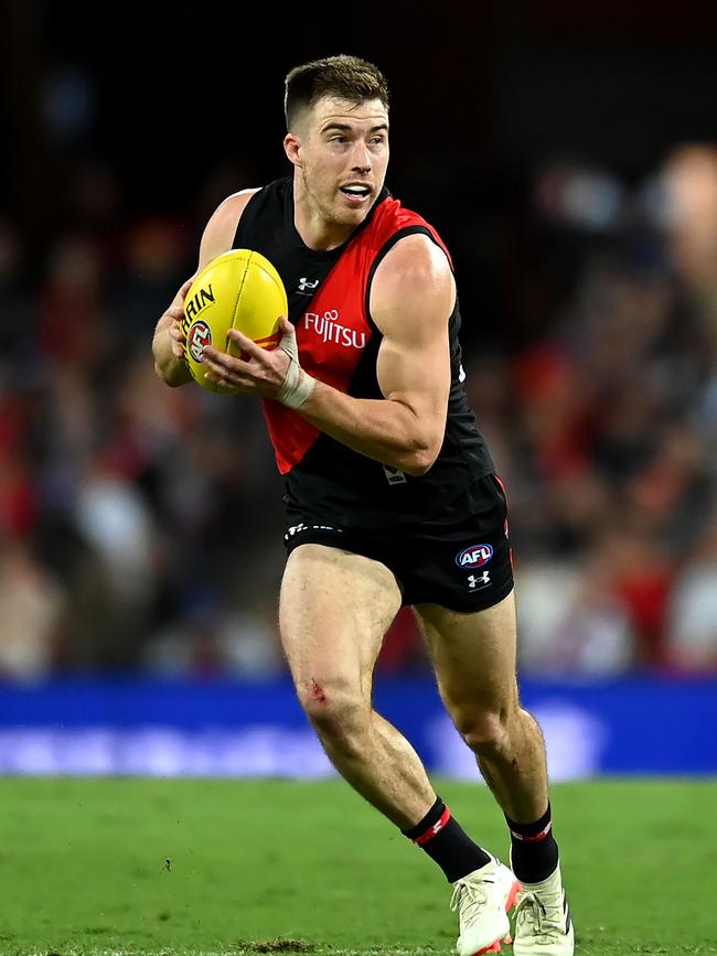 Zach Merrett is a leading candidate to be All-Australian captain. Picture: Albert Perez/AFL Photos via Getty Images