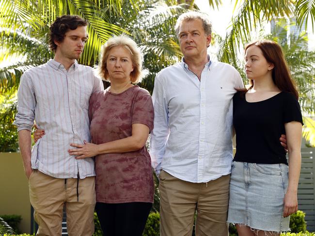 Will Turton (left), Jo Kellman, Chris Turton and Maddy Turton at Narrabeen. Picture: Sam Ruttyn