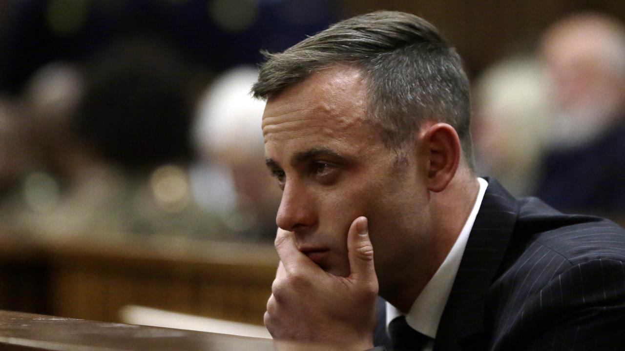 Killer athlete Oscar Pistorius is pleading for forgiveness from victim Reeva Steenkamp’s family. Picture: Themba Hadebe-Pool/Getty Images