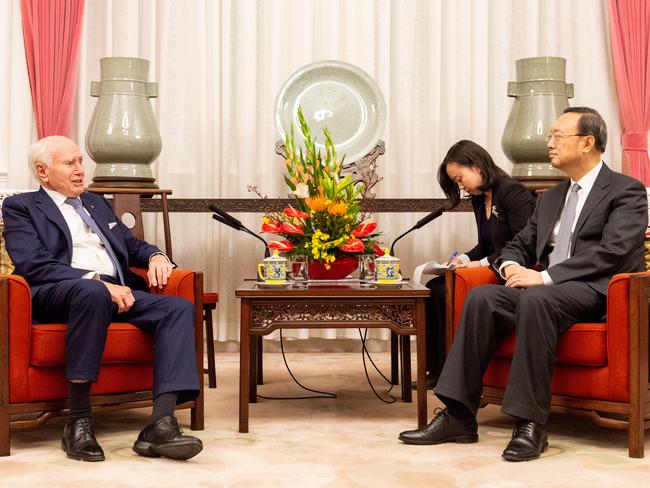 07-12-18 -  John Howard meeting senior Chinese official Yang Jiechi in Beijing during high level meetings.He is meeting with China's most senior diplomat, Yang Jiechi who is a Poliburo member and the director of Foreign Affairs of the Communist Party. Supplied