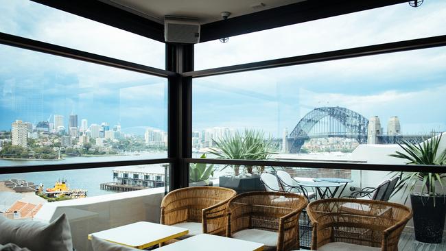 The top floor of the Hotel Palisade has unobstructed views out towards the bridge.