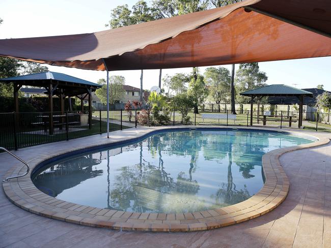 The scene of a pool drowning at a gated complex in Brendale. Picture: AAP Image/Josh Woning