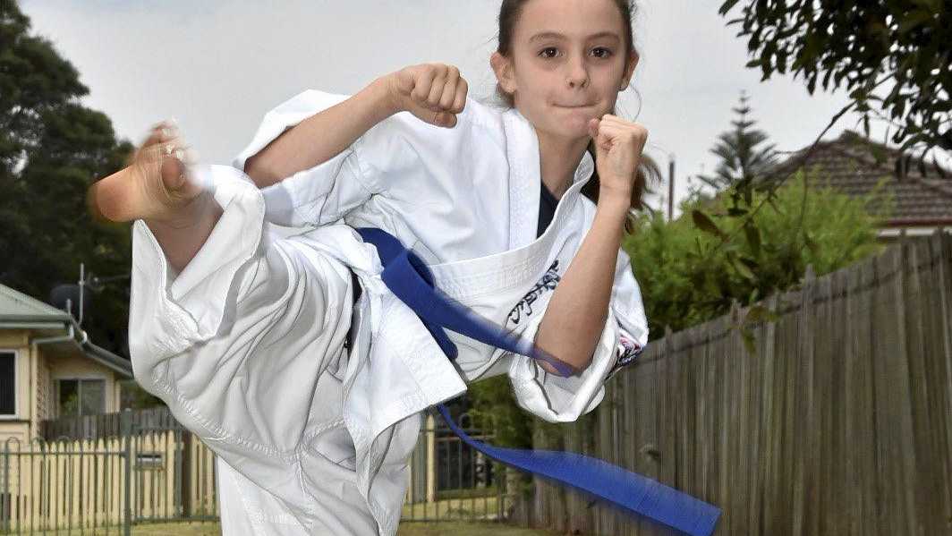 AUSTRALIAN CHAMPION: Young martial artist Ellen Camm won gold at the Australian Kyokushin Karate Championships in Brisbane recently. Picture: Bev Lacey