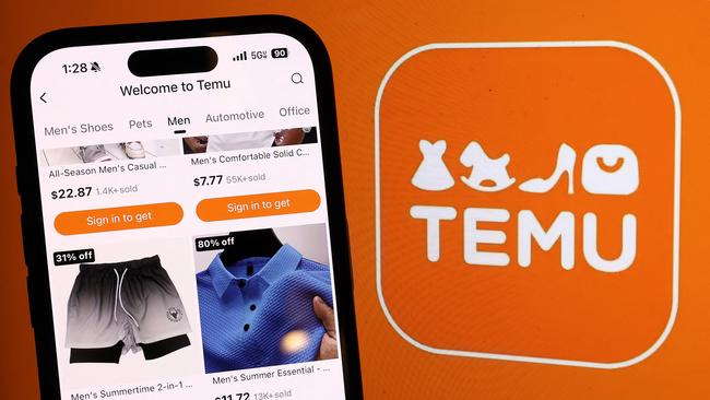 Temu is an online marketplace that offers discounted consumer goods shipped directly from China to consumers in Australia. Picture: AFP