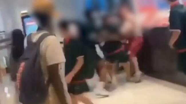 Still from a shocking youth brawl inside Westfield Garden City and uploaded to Instagram. Picture: Instagram