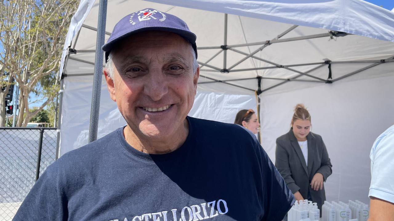 Bill Alexiou at his cosmetics stall.