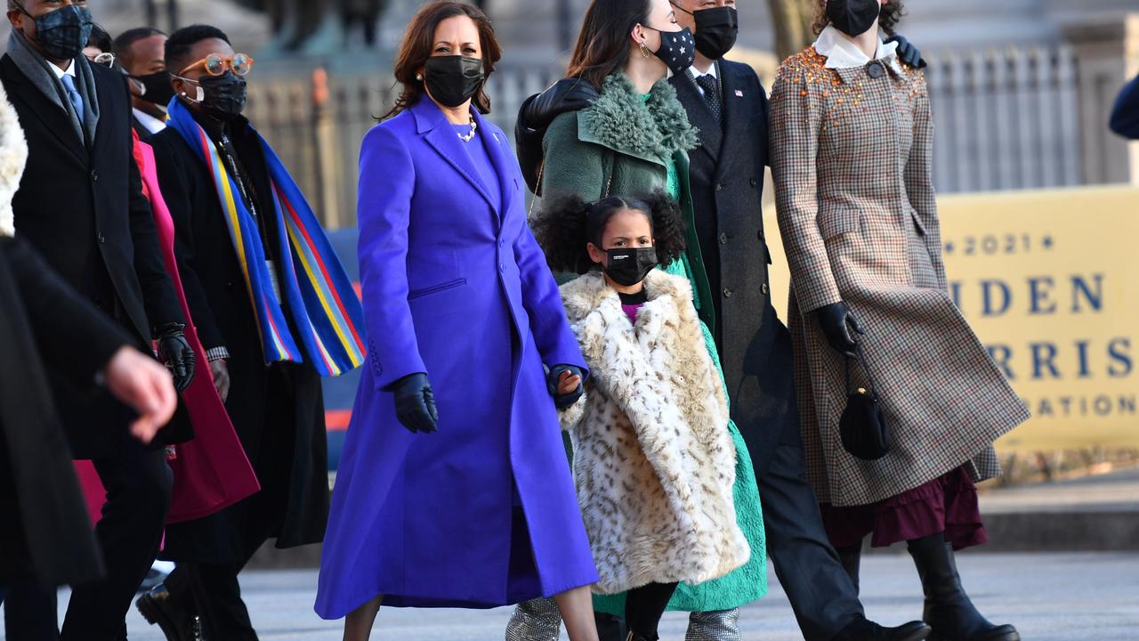 US Vice President Kamala Harris, showed up to the ceremony wearing this powerful purple outfit. Picture: Mark Makela/Getty Images/AFP