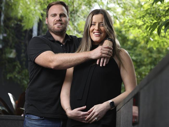 Expectant parents Will and Jessica Lockwood. Picture: Lachie Millard