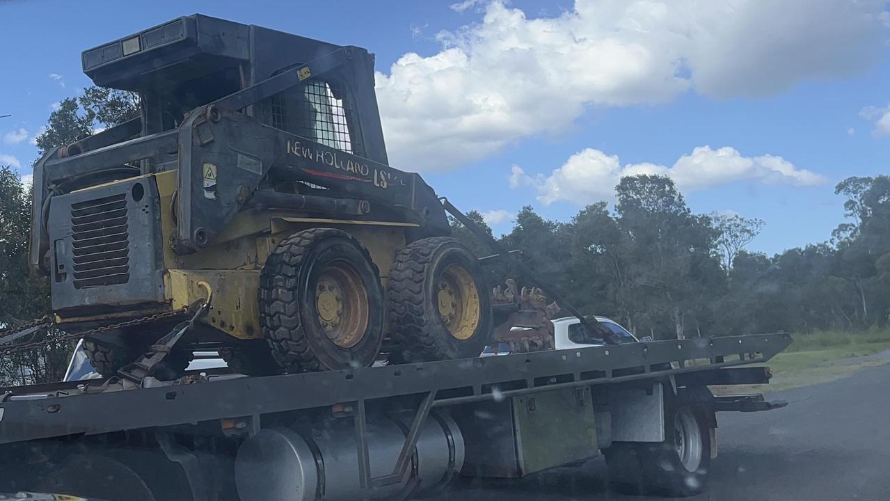 The bobcat involved at the fatal accident near Maryborough. Picture: Carlie Walker