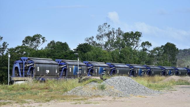 A four-wheel-drive towing a trailer had its front end smashed after it collided with a freight train pulling 28 carriages near Alligator Creek Road. PICTURE: MATT TAYLOR.