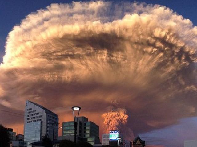 The cloud formed following the eruption of a volcano at Calbuco, Chile. Photo supplied