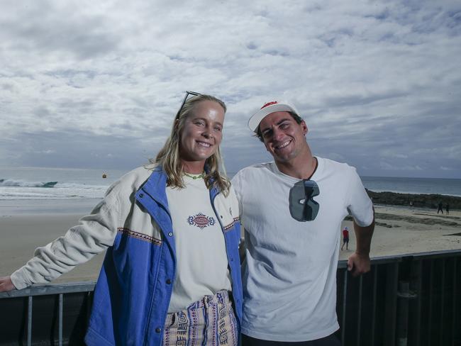 Isabella Nichols and Callum Robson as the Gold Coast Pro surfing event starts this weekend at Snapper Rocks. Picture: Glenn Campbell