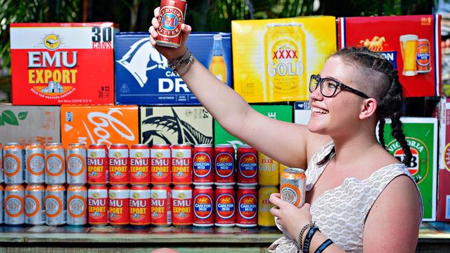 Kahlia Jones, 21, thinks 9.7 litres of pure alcohol isn't much to drink in a year. Picture: MICHAEL FRANCHI