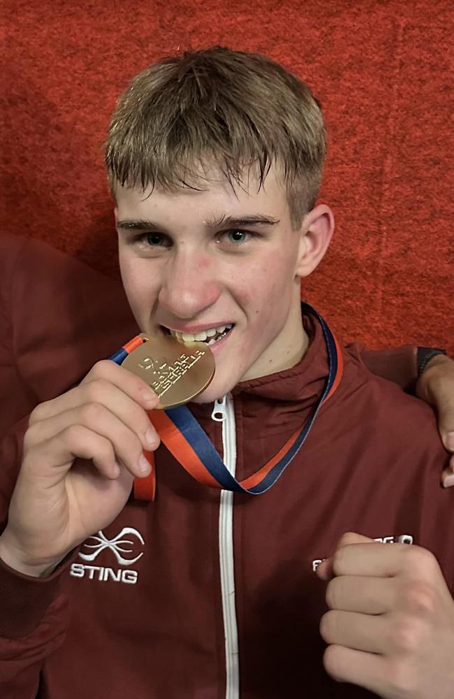 Dalby boy, 15-year-old Judd Alderton came home victorious after competing at the 2023 Australian Schools Boxing Championships, nabbing the gold medal. Picture: contributed