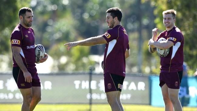 Cameron Smith, Ben Hunt and Cameron Munster during camp in 2017. Picture: AAP