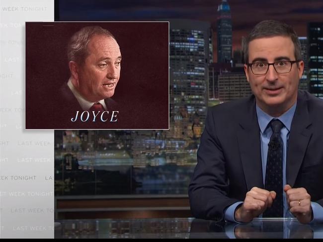 John Oliver’s segment on Barnaby Joyce. Picture: Supplied