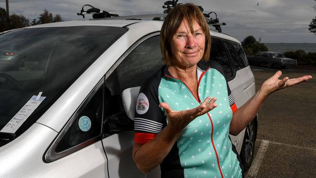 Jacinta Costello was fined by Bayside Council for having her parking permit in the wrong place on her car. Picture: Penny Stephens