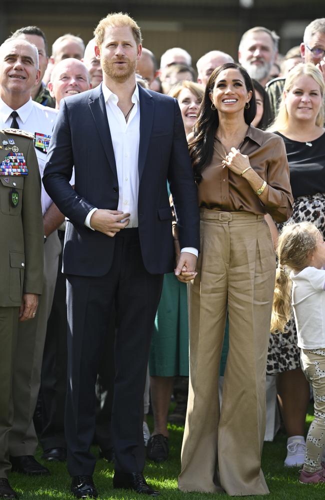 Meghan has worn a relentlessly neutral palette that makes one wonder if her stylist might have gone colour blind. Picture: Sascha Schuermann/Getty Images for the Invictus Games Foundation