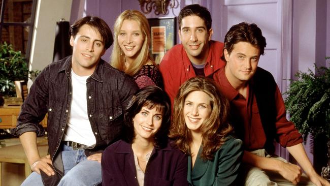 The cast of Friends in Monica's apartment in New York.