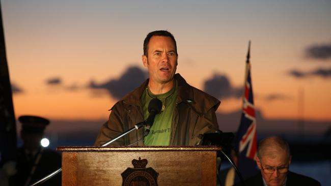 Poet Rupert McCall is a regular at the Redcliffe Anzac Day dawn service. Picture Chris Higgins