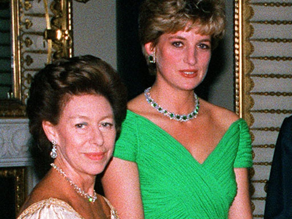Princess Margaret and Diana, Princess of Wales at a party at Buckingham Palace in 1992. Picture: AP PicNeil/Munns.