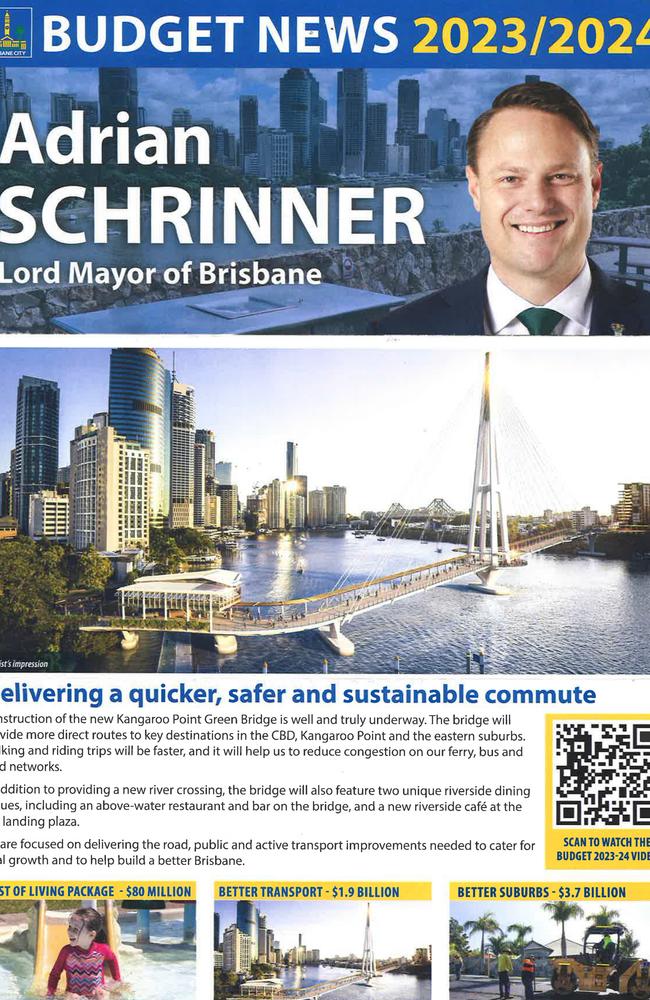 The Brisbane City Council budget newsletter sent to Brisbane residents