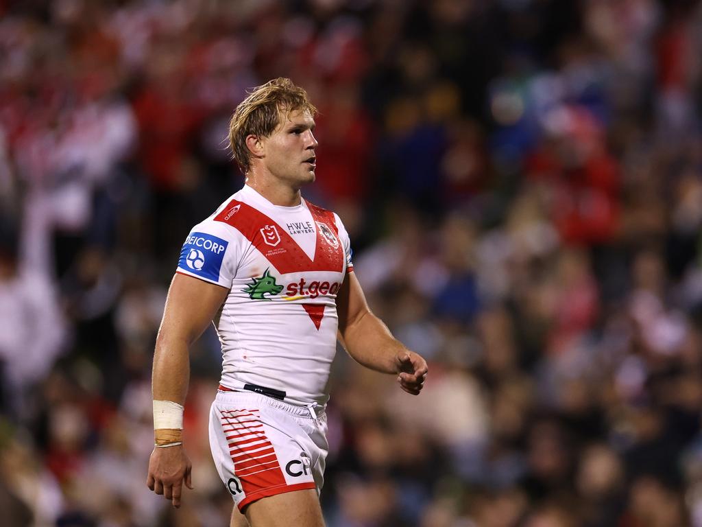 Dragons star Jack de Belin could be off to the UK as Super League clubs circle. Picture: Getty Images