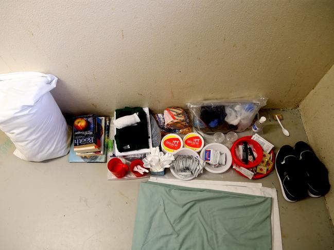 An inmates worldly possessions in his D Block cell. Picture: Adam Taylor