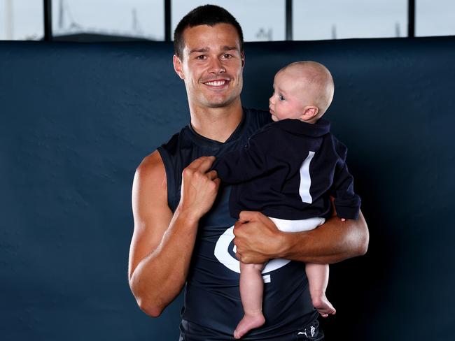 Jack Silvagni and Charlie. Picture: Josh Chadwick