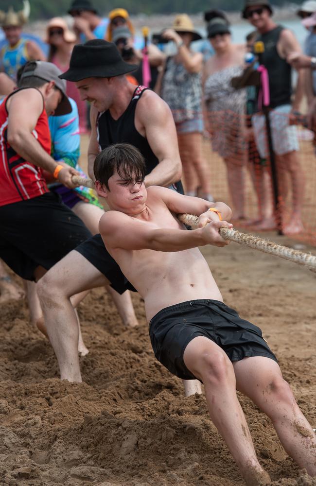 Baden Dixon from Techno Vikings at the Darwin Beer Can Regatta at Mindil Beach, 2023. Picture: Pema Tamang Pakhrin