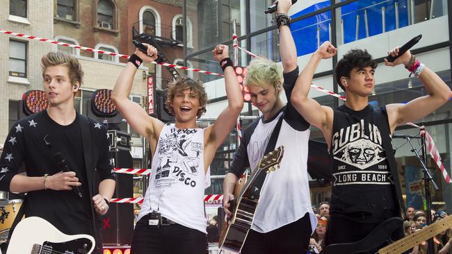 5 Seconds of Summer band members, from left, Luke Hemmings, Ashton Irwin, Michael Clifford and Calum Hood appear on NBC's 