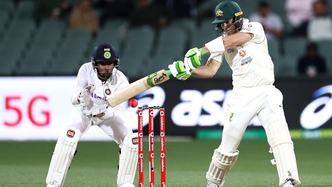 Tim Paine did his best to dig in against India. Picture: Getty Images 