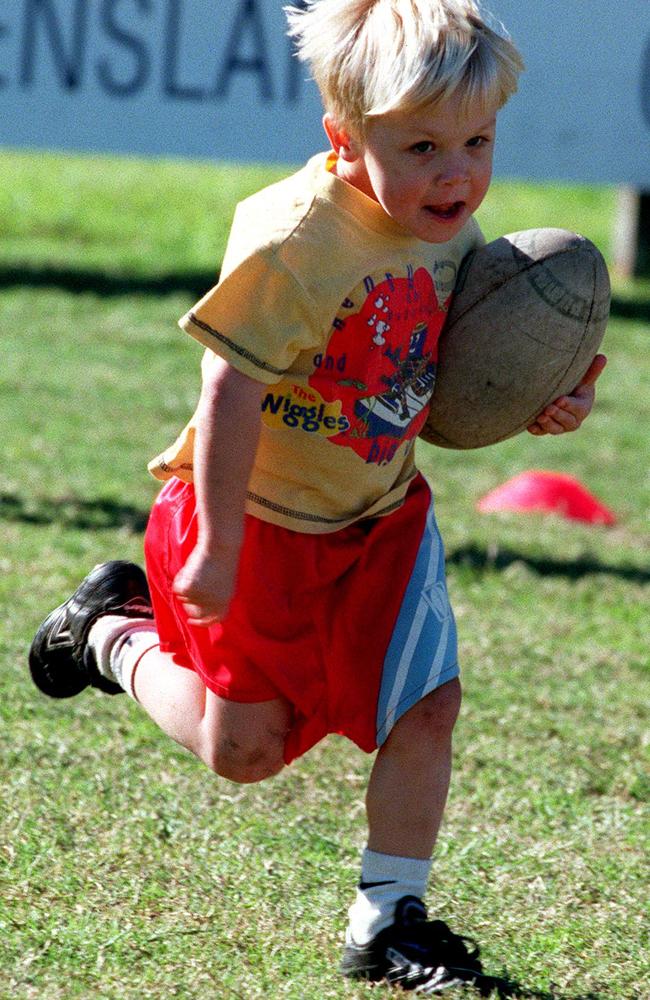 Billy on the burst in one of his early visits to Red Hill with his father Kevin.