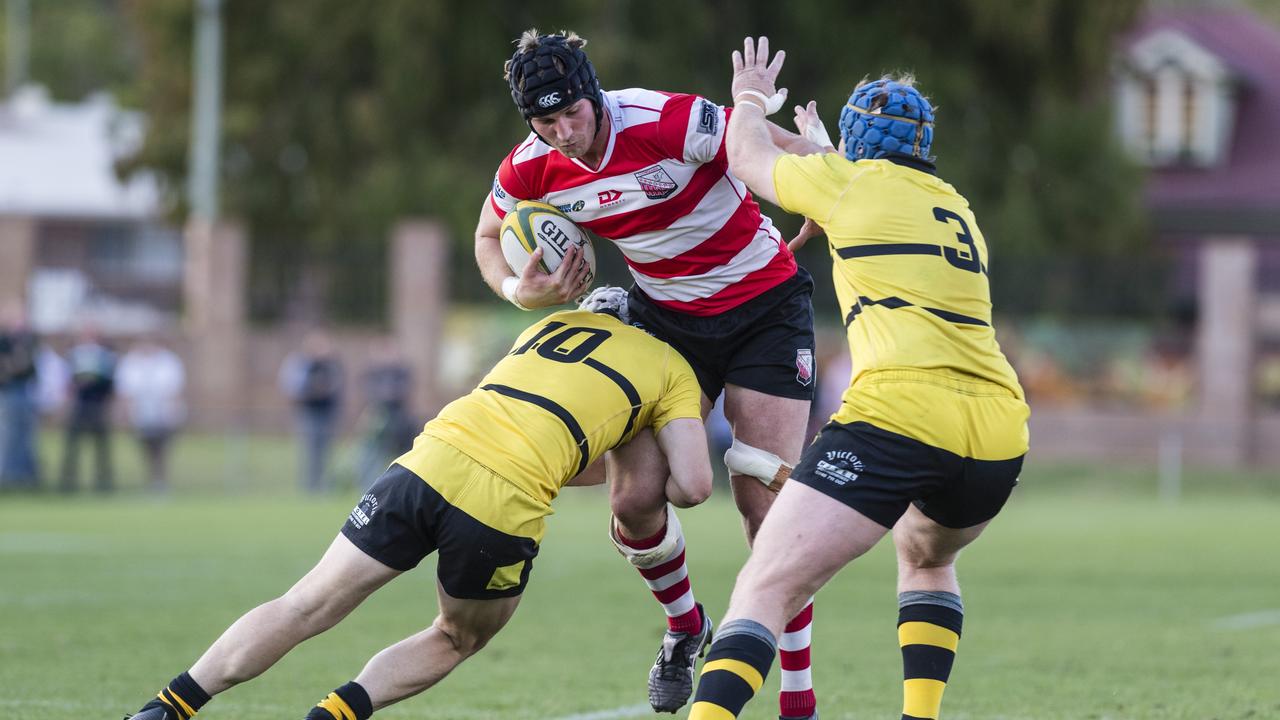 John Vinson of Toowoomba Rangers against Goondiwindi Emus in the Risdon Cup A Grade grand final on Downs Rugby 2023 grand final day at Toowoomba Sports Ground, Saturday, August 12, 2023. Picture: Kevin Farmer