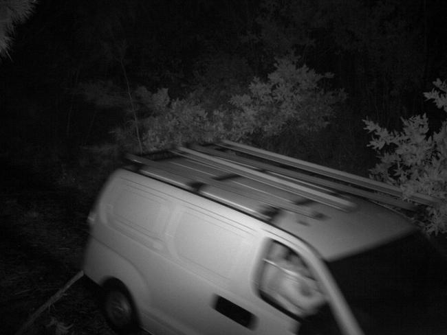 3.34am June 26: The white van drives past the camera in the opposite direction. Picture: Police Media