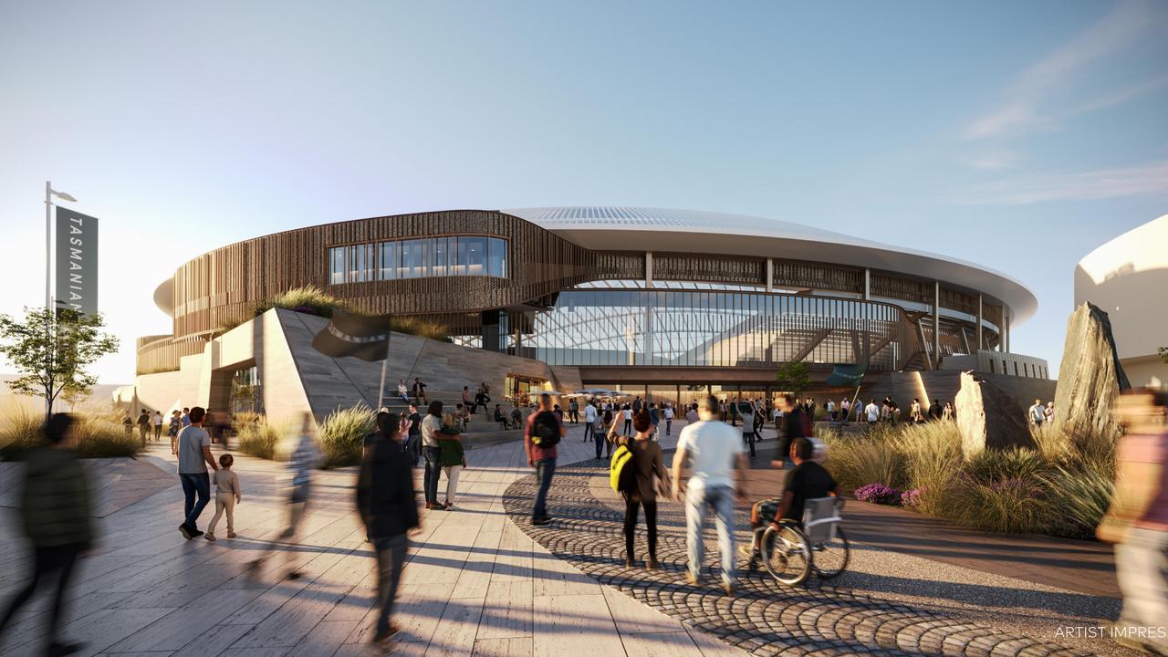 Renders of Macquarie Point stadium. Picture: Cox Architecture.