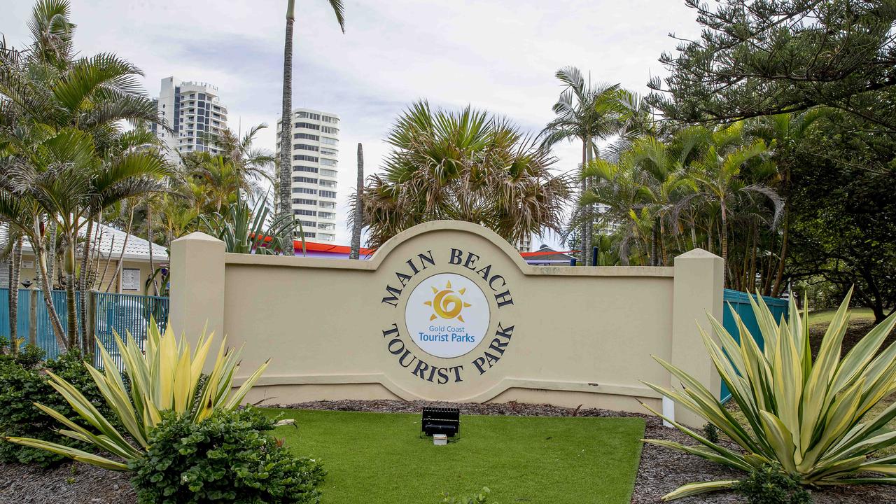 A young child was hospitalised after a car and bike crashed at the Main Beach Tourist Park. Picture: Jerad Williams